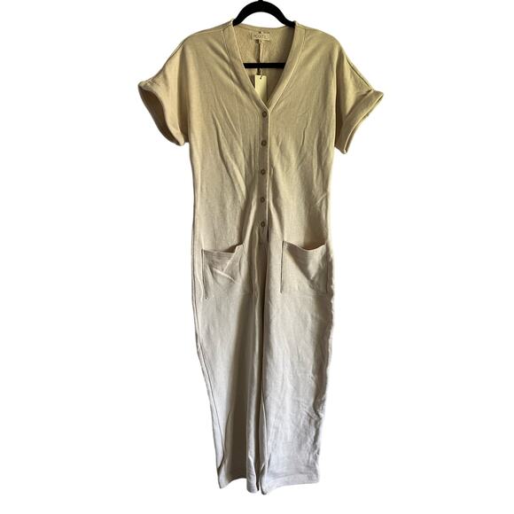 NWT ROOLEE French Terry Knit Jumpsuit in Cream/Oatmeal Size Small - Picture 1 of 8